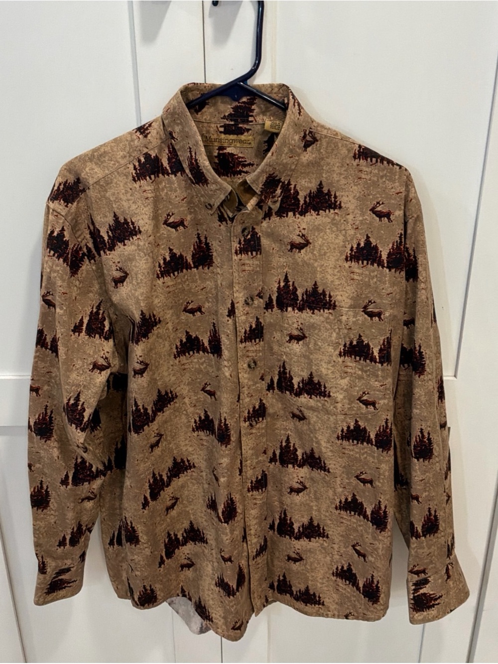Munsingwear Mens 100% Cotton Brown Outdoor Western Print Mens Size M